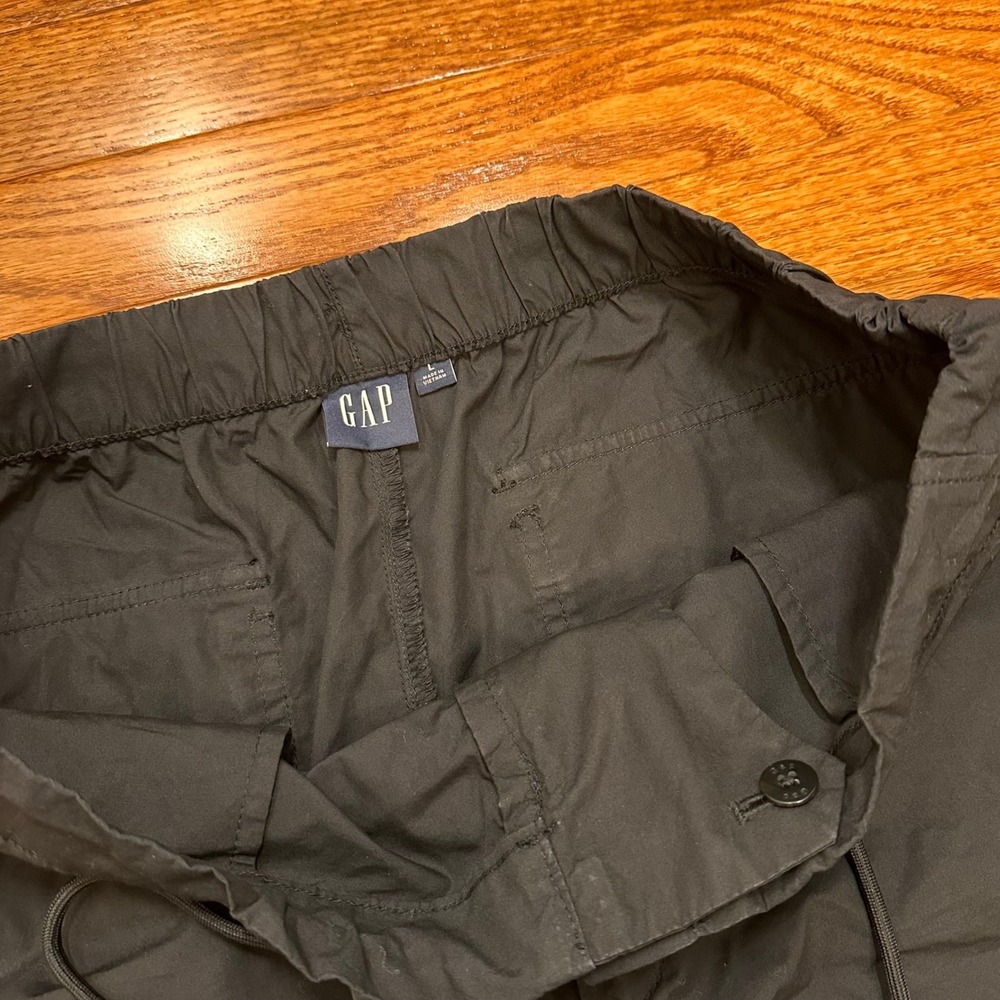 GAP Cargo Pants Mens Large 29" Black Paratrooper Baggy Street Y2K Elastic Waist - Picture 6 of 16